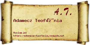 Adamecz Teofánia névjegykártya